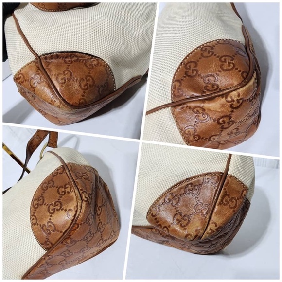 Authentic Gucci Signature-Trimmed Canvas Colbert Hobo Bag Cream/Brown - Picture 10 of 13